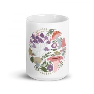 Mushroom Circle Design White glossy mug
